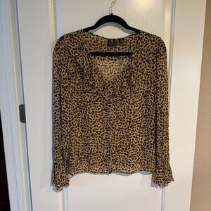INC Silk Animal Print Long Sleeve Top, Size 10